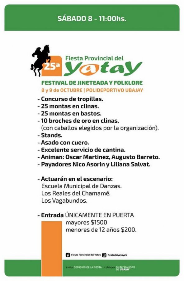 8 y 9 de octubre se realizar la Fiesta provincial del Yatay.