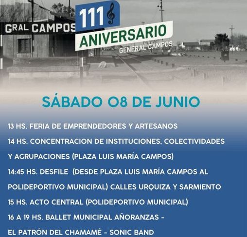 Hoy General Campos cumple 111 anos.
