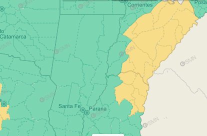 Alerta por tormentas para este jueves.