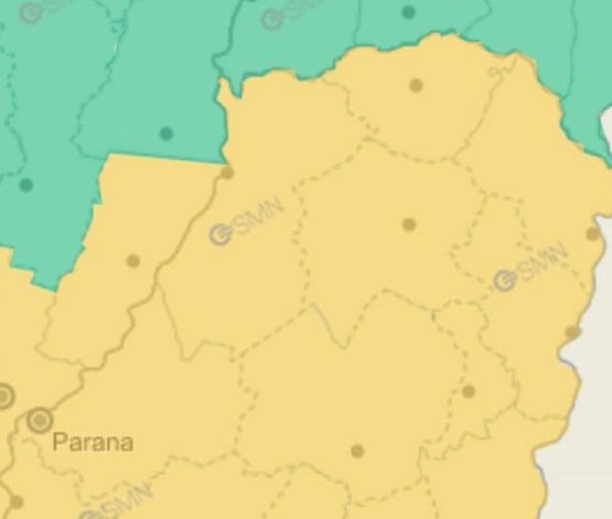 Entre Ros en alerta amarilla por tormentas para este lunes.