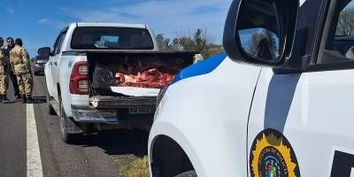 Persecucin por tierra y aire a un cuatrero en camioneta que llevaba una tonelada de carne