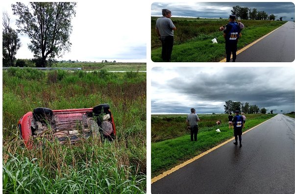 Un automvil con cuatro ocupantes volc en ruta18