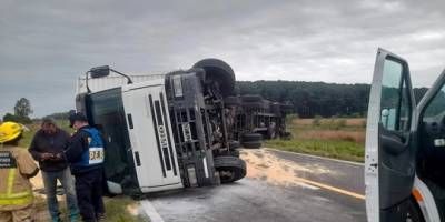 Volc un camin sobre ruta 12, en el tramo del sur entrerriano