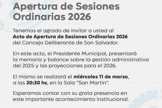 El pr贸ximo miercoles, Zamb贸n inaugurara las sesiones ordinarias 2026. El pr贸ximo miercoles, Zamb贸n inaugurara las sesiones ordinarias 2026.