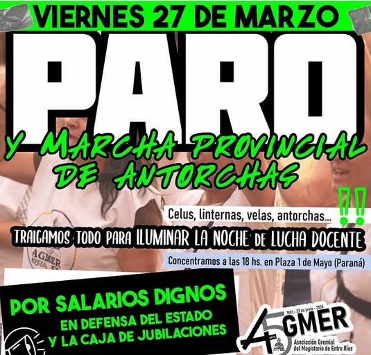 Este viernes hay paro docente y movilizaci贸n. Este viernes hay paro docente y movilizaci贸n.